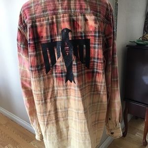 Distressed Ombre Boho Flannel Shirt